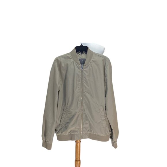 H&M Bomber Jacket Beige Size L Neutral Minimalist Classic Stealth Wealth Summer - Picture 2 of 12